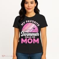 My Favorite Swimmer Calls Me Mom Mothers Day Retro Swimming Women's T-Shirt thumb 4