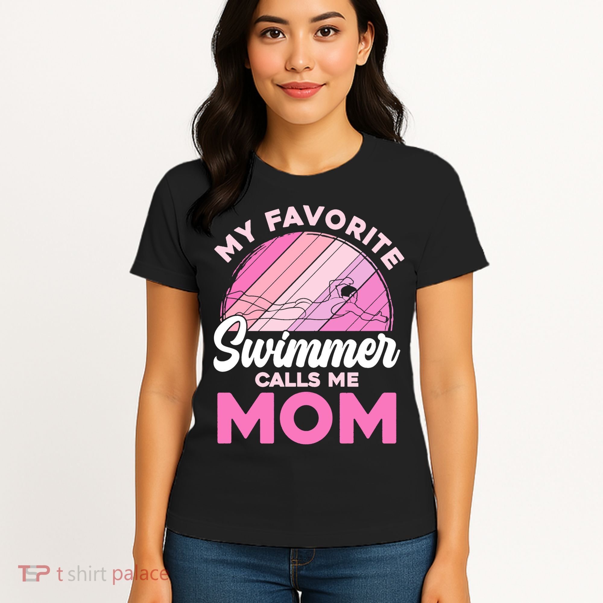 My Favorite Swimmer Calls Me Mom Mothers Day Retro Swimming Women's T-Shirt