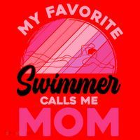 My Favorite Swimmer Calls Me Mom Mothers Day Retro Swimming Santa Hat thumb 1