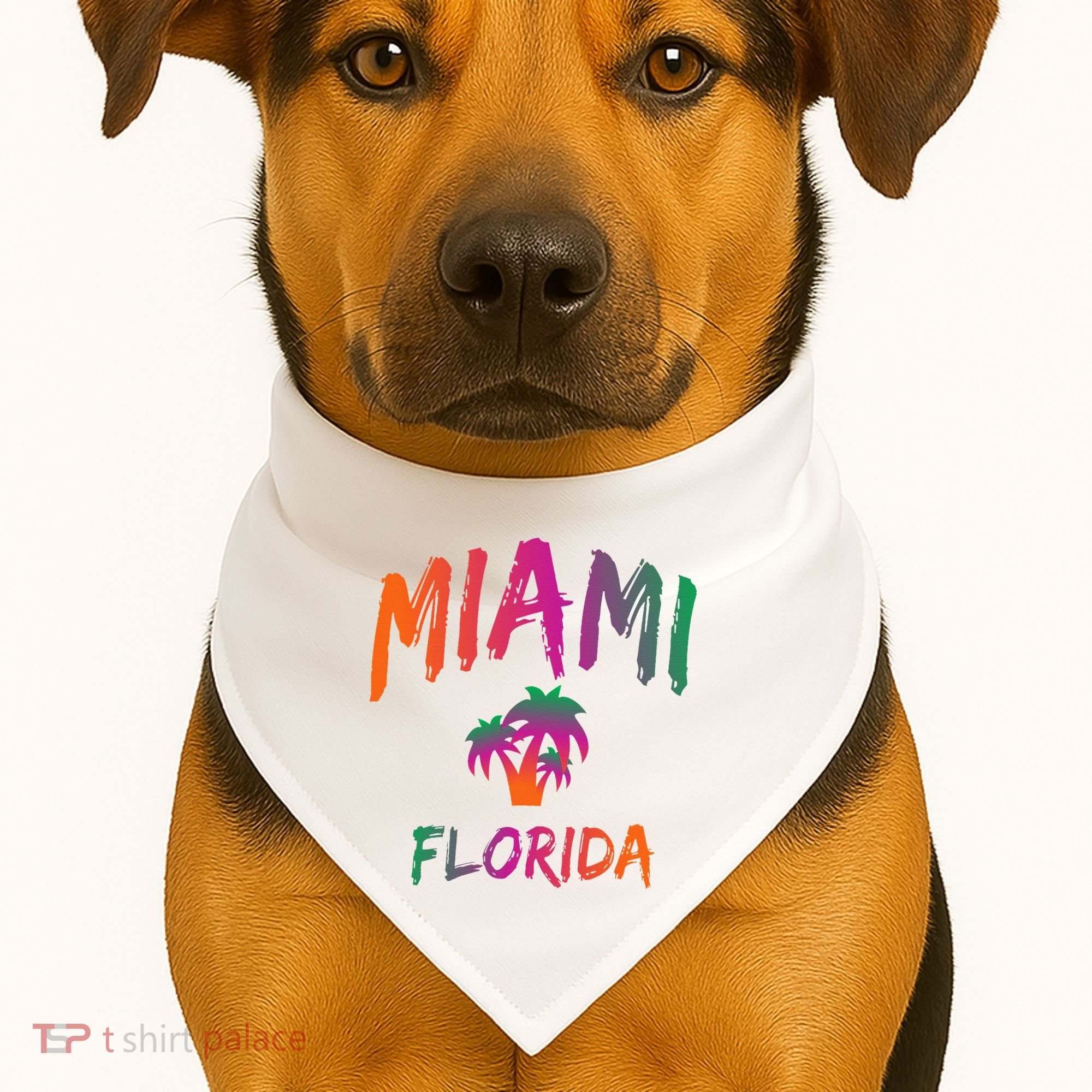Miami Florida Text Print Classic USA-Made Doggie Bandana