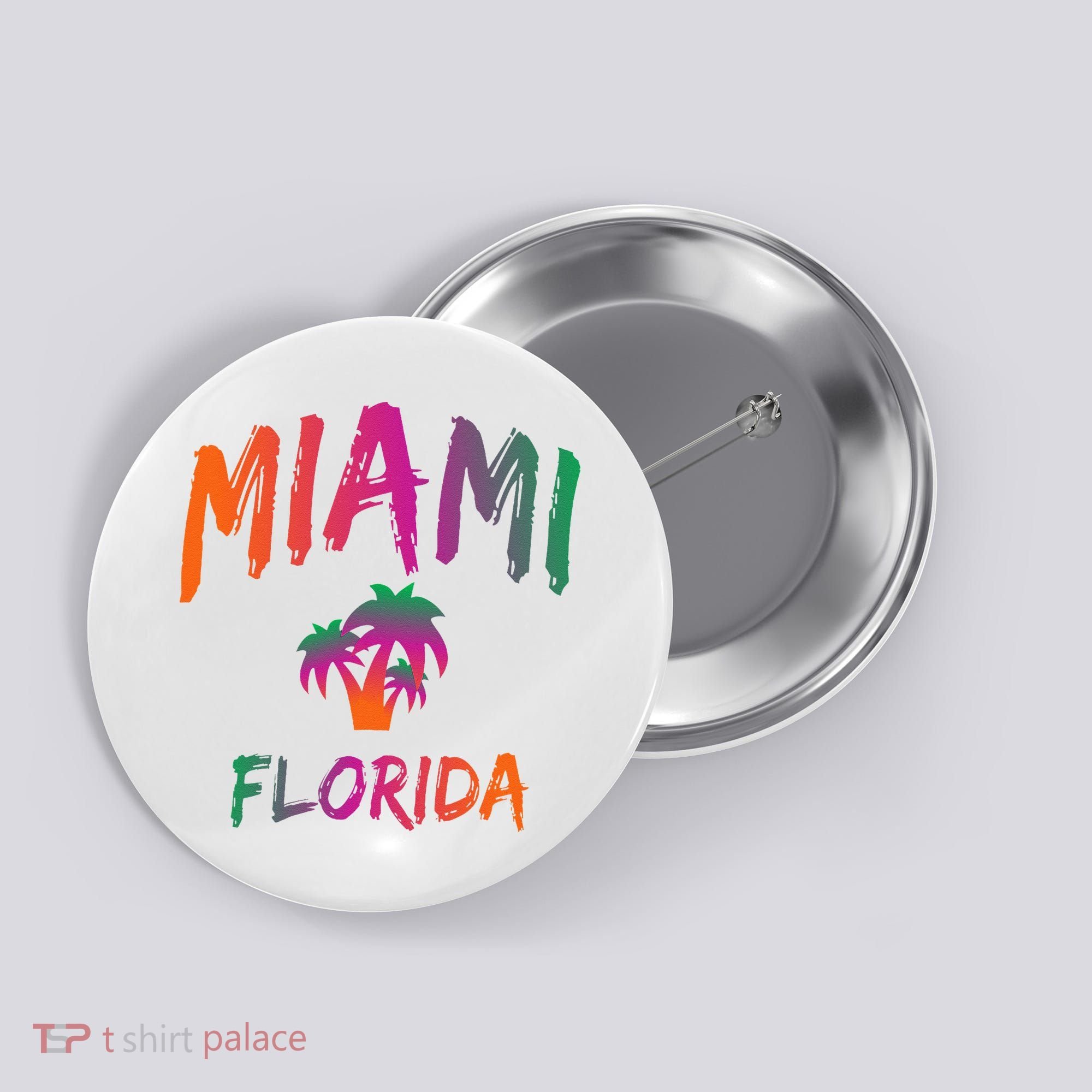 Miami Florida Text Print Classic Button