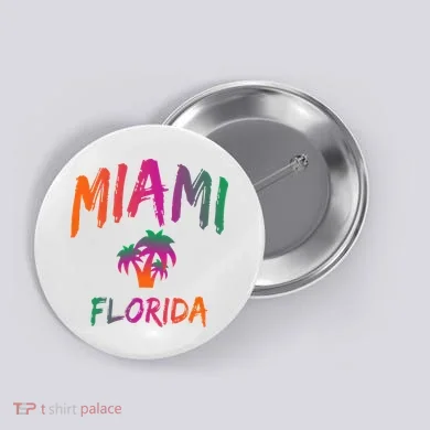 Miami Florida Text Print Classic Button