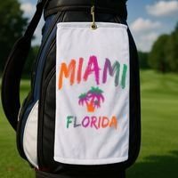 Miami Florida Text Print Classic Golf Towel thumb 2