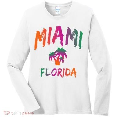 Miami Florida Text Print Classic Women's Long Sleeve Shirt