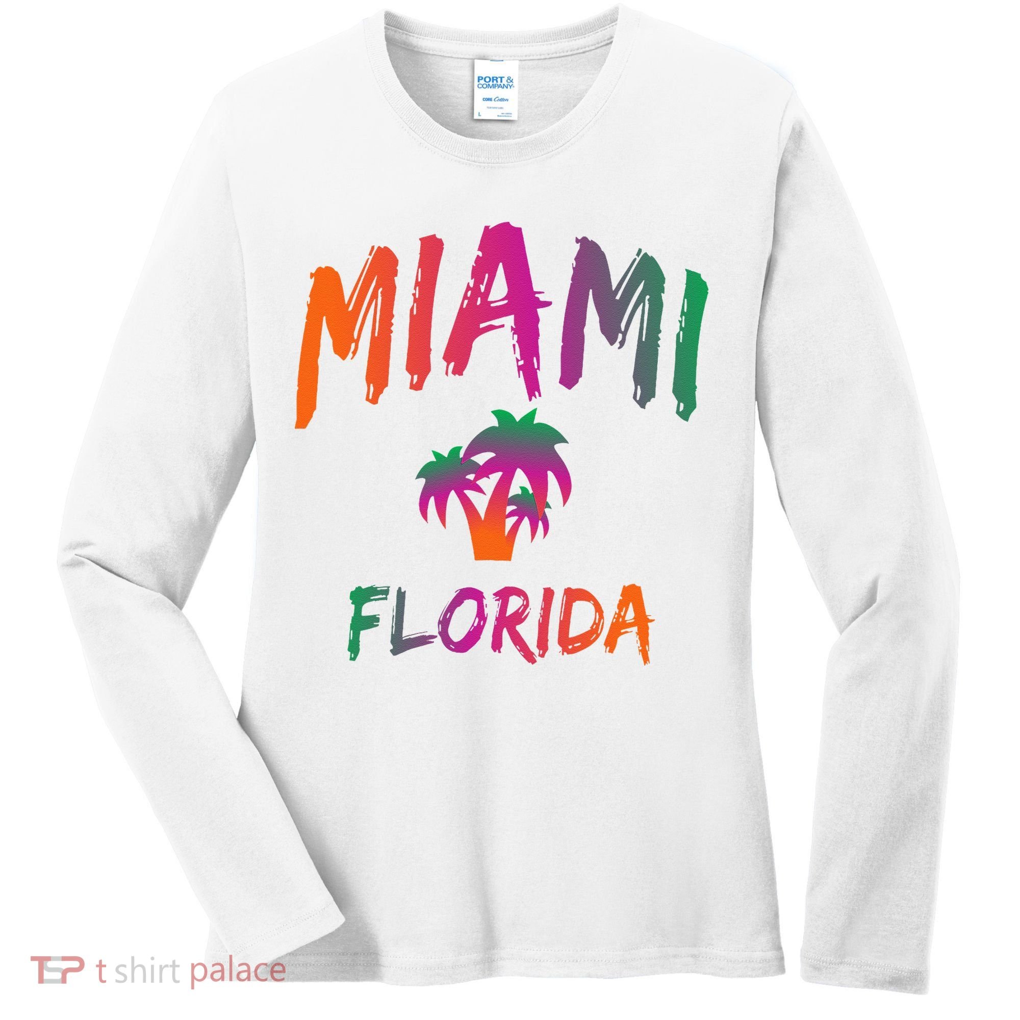 Miami Florida Text Print Classic Women's Long Sleeve Shirt