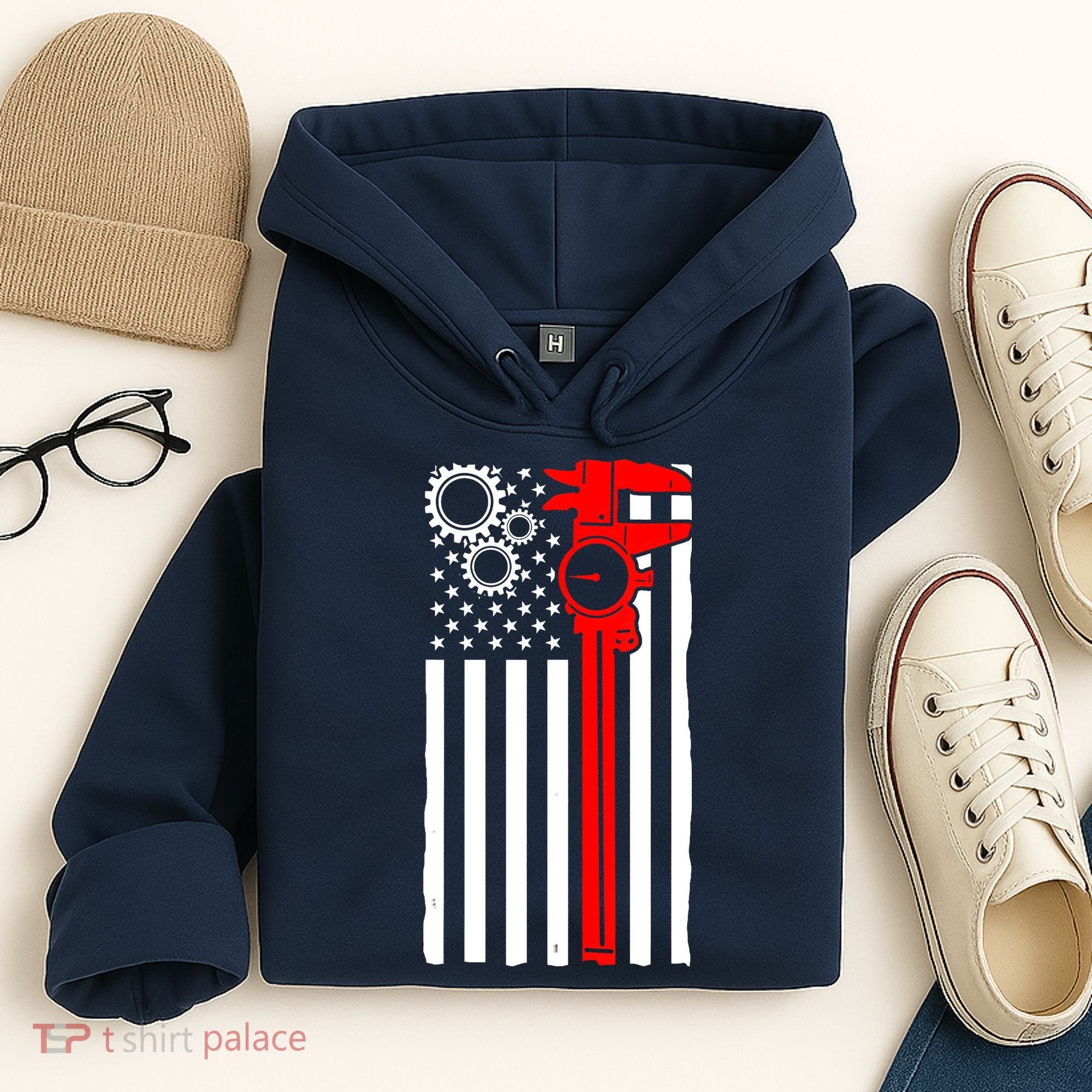 Machinist Flag Tools CNC Machine Operator Machining Hoodie
