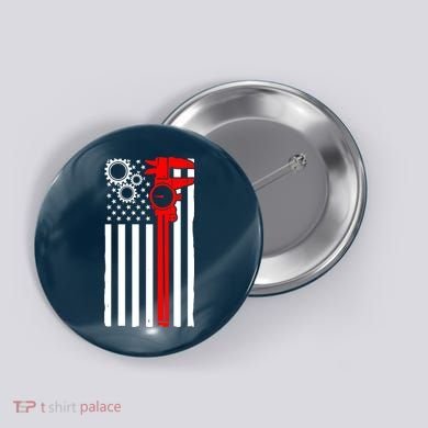 Machinist Flag Tools CNC Machine Operator Machining Button