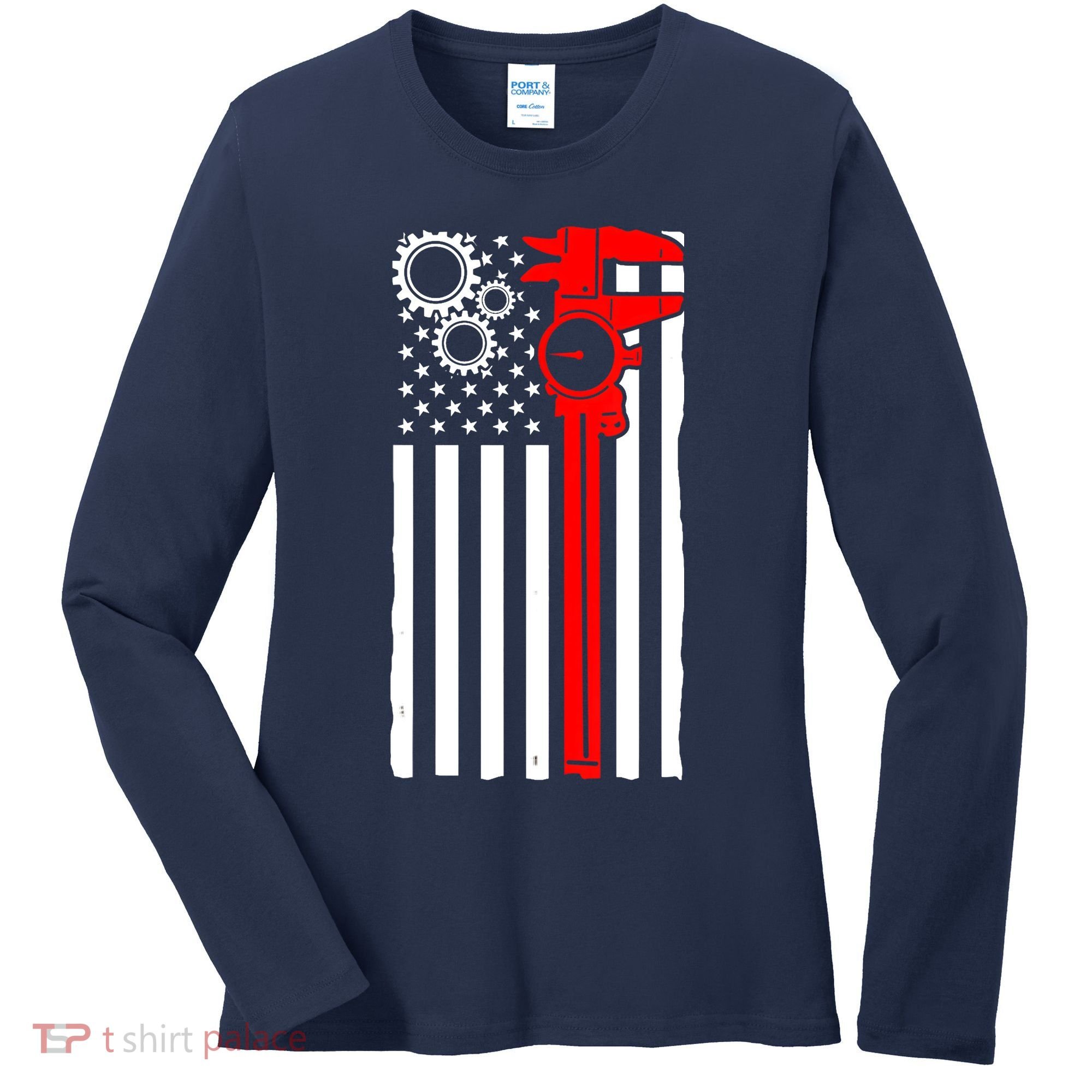 Machinist Flag Tools CNC Machine Operator Machining Women's Long Sleeve Shirt