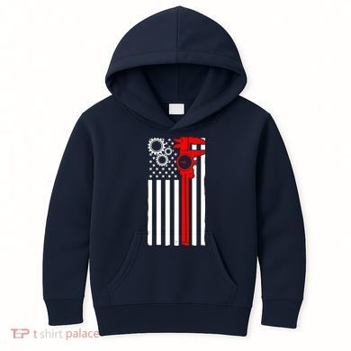 Machinist Flag Tools CNC Machine Operator Machining Kids Hoodie