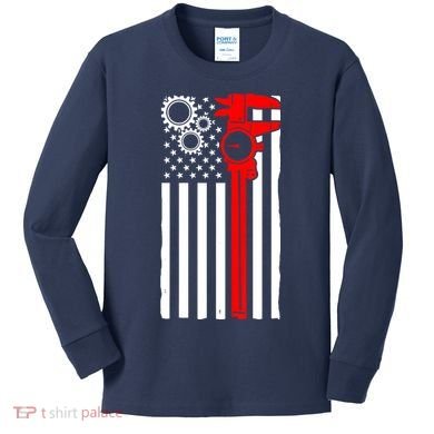 Machinist Flag Tools CNC Machine Operator Machining Kids Long Sleeve Shirt