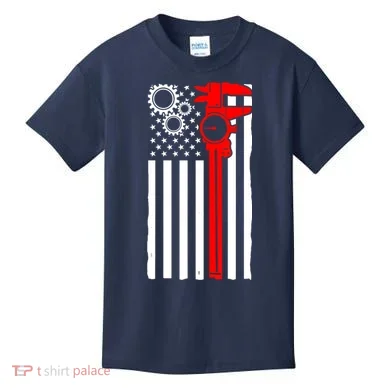 Machinist Flag Tools CNC Machine Operator Machining Kids T-Shirt