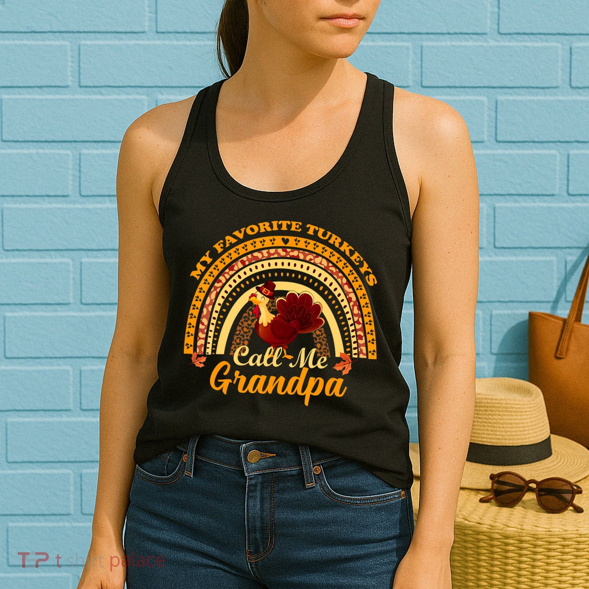 My Favorite Turkeys Call Me Grandpa Thanksgiving Thankful Women's Tank Top