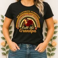My Favorite Turkeys Call Me Grandpa Thanksgiving Thankful Women's T-Shirt thumb 2