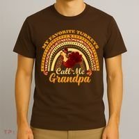 My Favorite Turkeys Call Me Grandpa Thanksgiving Thankful T-Shirt thumb 3