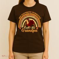My Favorite Turkeys Call Me Grandpa Thanksgiving Thankful T-Shirt thumb 4