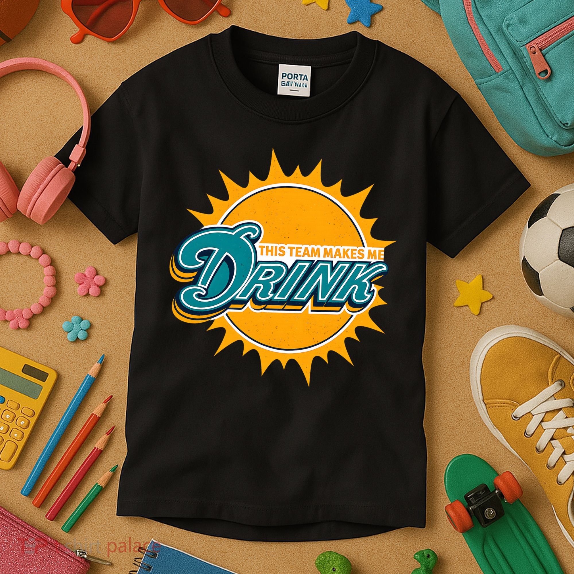 Miami Football This Team Make Me Drink Funny Kids T-Shirt
