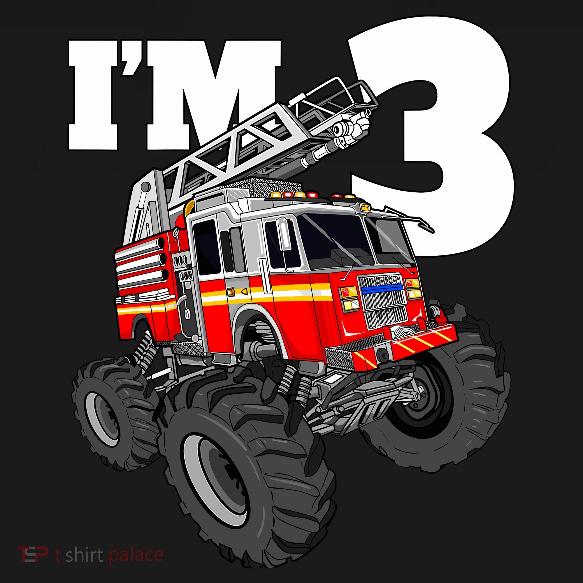 Monster Fire Truck 3rd Birthday Boy 3 Firefighter Backpack