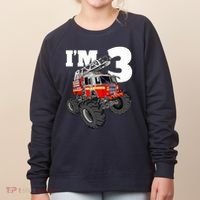Monster Fire Truck 3rd Birthday Boy 3 Firefighter Women's Sweatshirt thumb 0