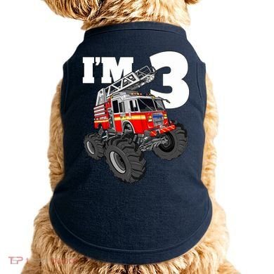 Monster Fire Truck 3rd Birthday Boy 3 Firefighter Doggie Tank