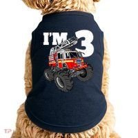 Monster Fire Truck 3rd Birthday Boy 3 Firefighter Doggie Tank thumb 0