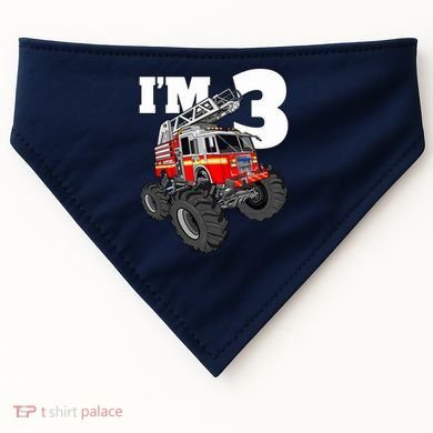 Monster Fire Truck 3rd Birthday Boy 3 Firefighter USA-Made Doggie Bandana