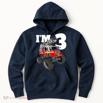 Monster Fire Truck 3rd Birthday Boy 3 Firefighter Hoodie
