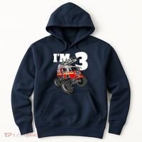 Monster Fire Truck 3rd Birthday Boy 3 Firefighter Hoodie thumb 0