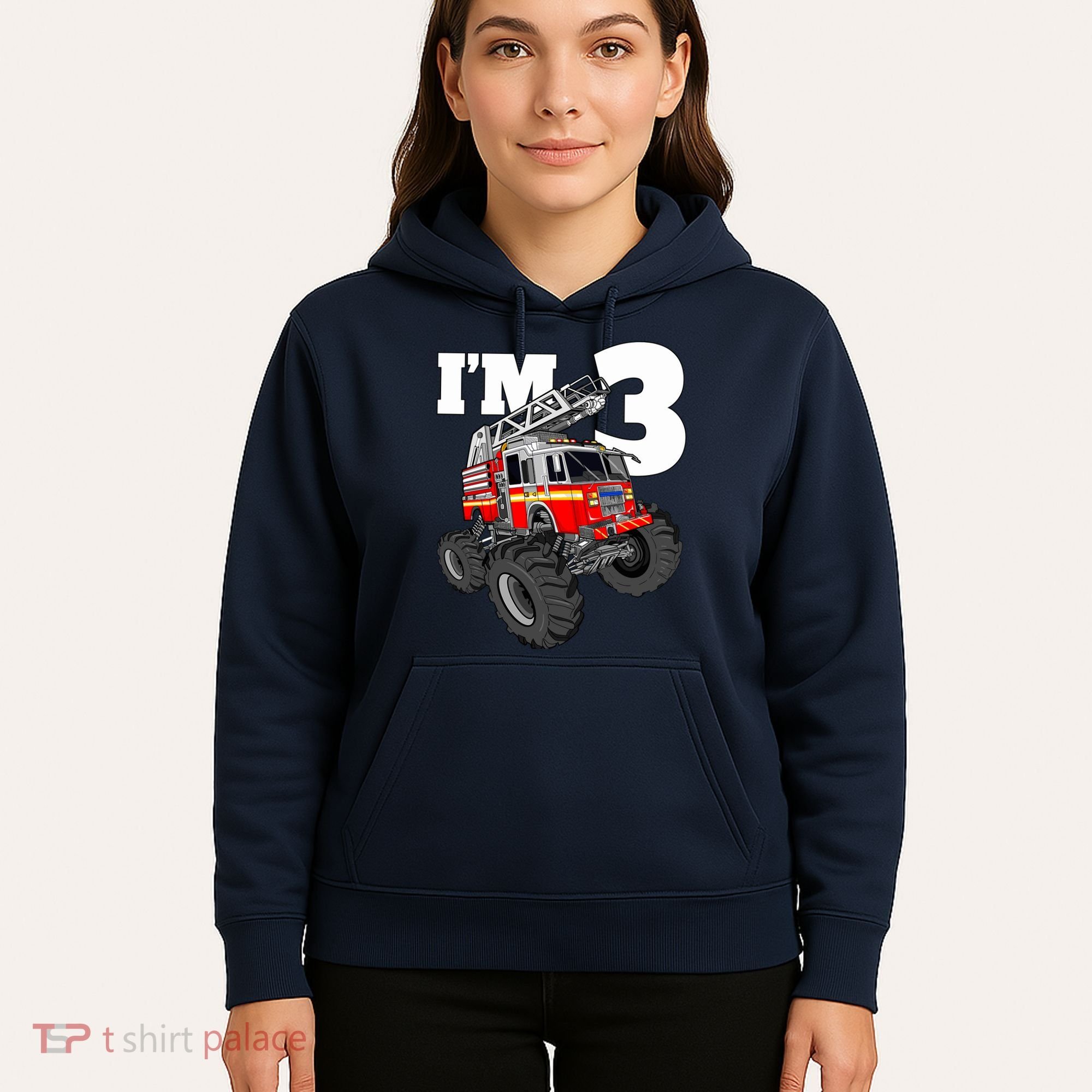 Monster Fire Truck 3rd Birthday Boy 3 Firefighter Hoodie