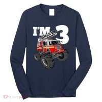 Monster Fire Truck 3rd Birthday Boy 3 Firefighter Long Sleeve Shirt thumb 0