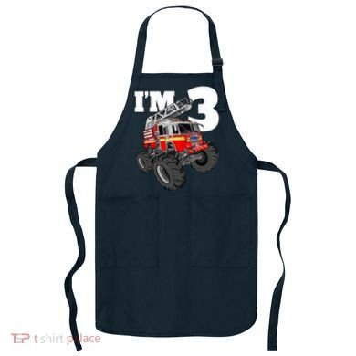 Monster Fire Truck 3rd Birthday Boy 3 Firefighter Apron