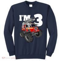 Monster Fire Truck 3rd Birthday Boy 3 Firefighter Sweatshirt thumb 0