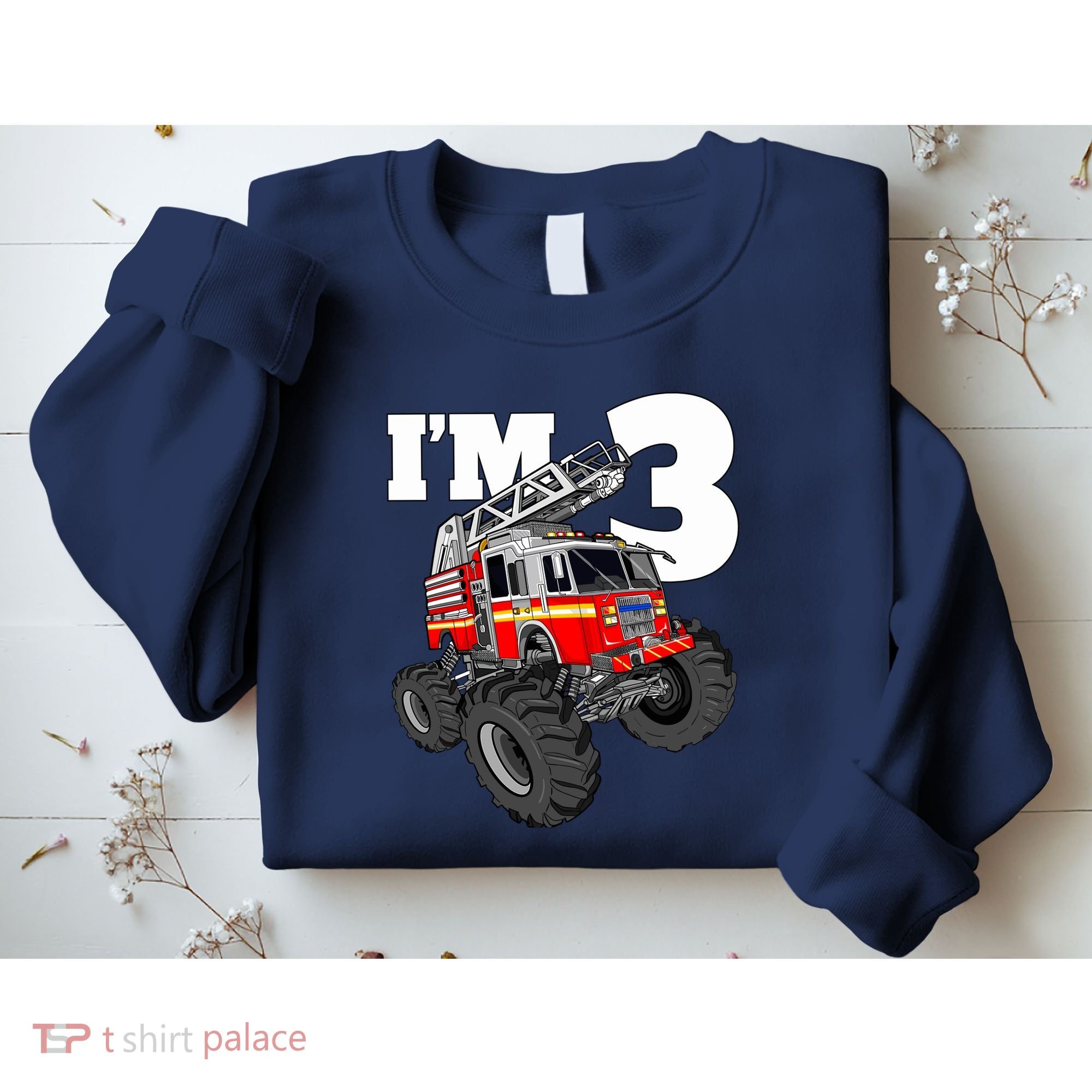 Monster Fire Truck 3rd Birthday Boy 3 Firefighter Sweatshirt