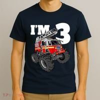 Monster Fire Truck 3rd Birthday Boy 3 Firefighter T-Shirt thumb 3