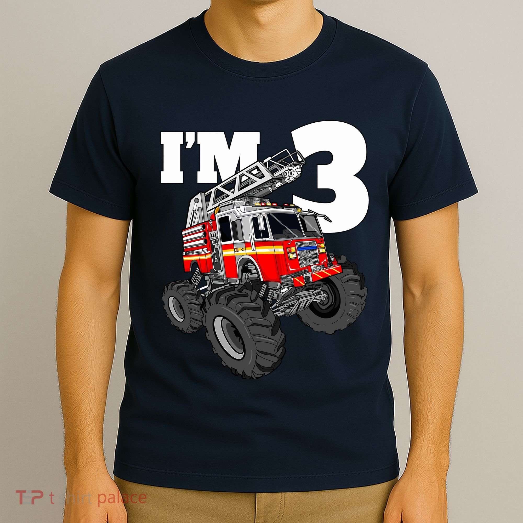 Monster Fire Truck 3rd Birthday Boy 3 Firefighter T-Shirt