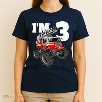 Monster Fire Truck 3rd Birthday Boy 3 Firefighter T-Shirt thumb 4