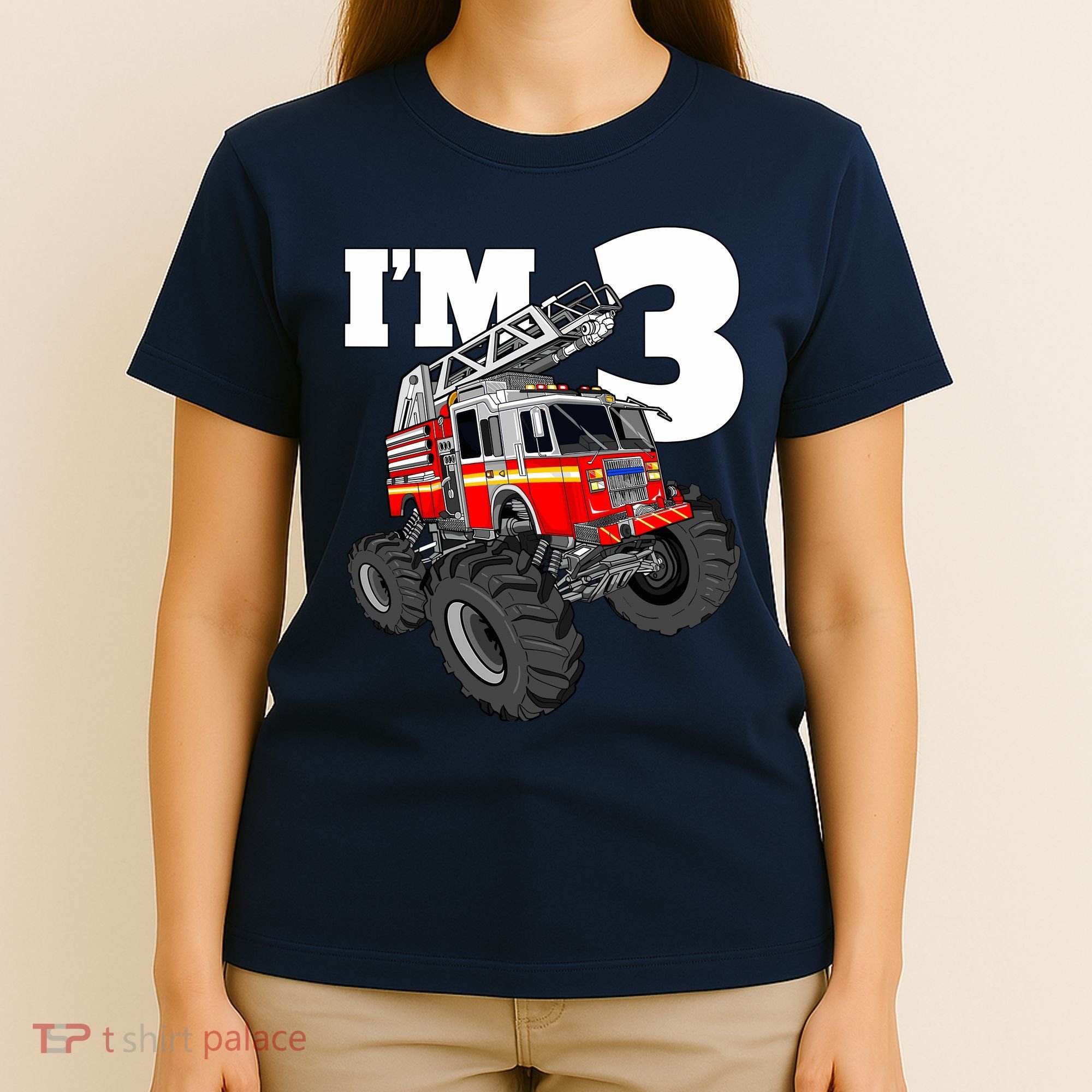 Monster Fire Truck 3rd Birthday Boy 3 Firefighter T-Shirt