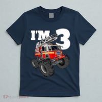 Monster Fire Truck 3rd Birthday Boy 3 Firefighter T-Shirt thumb 5