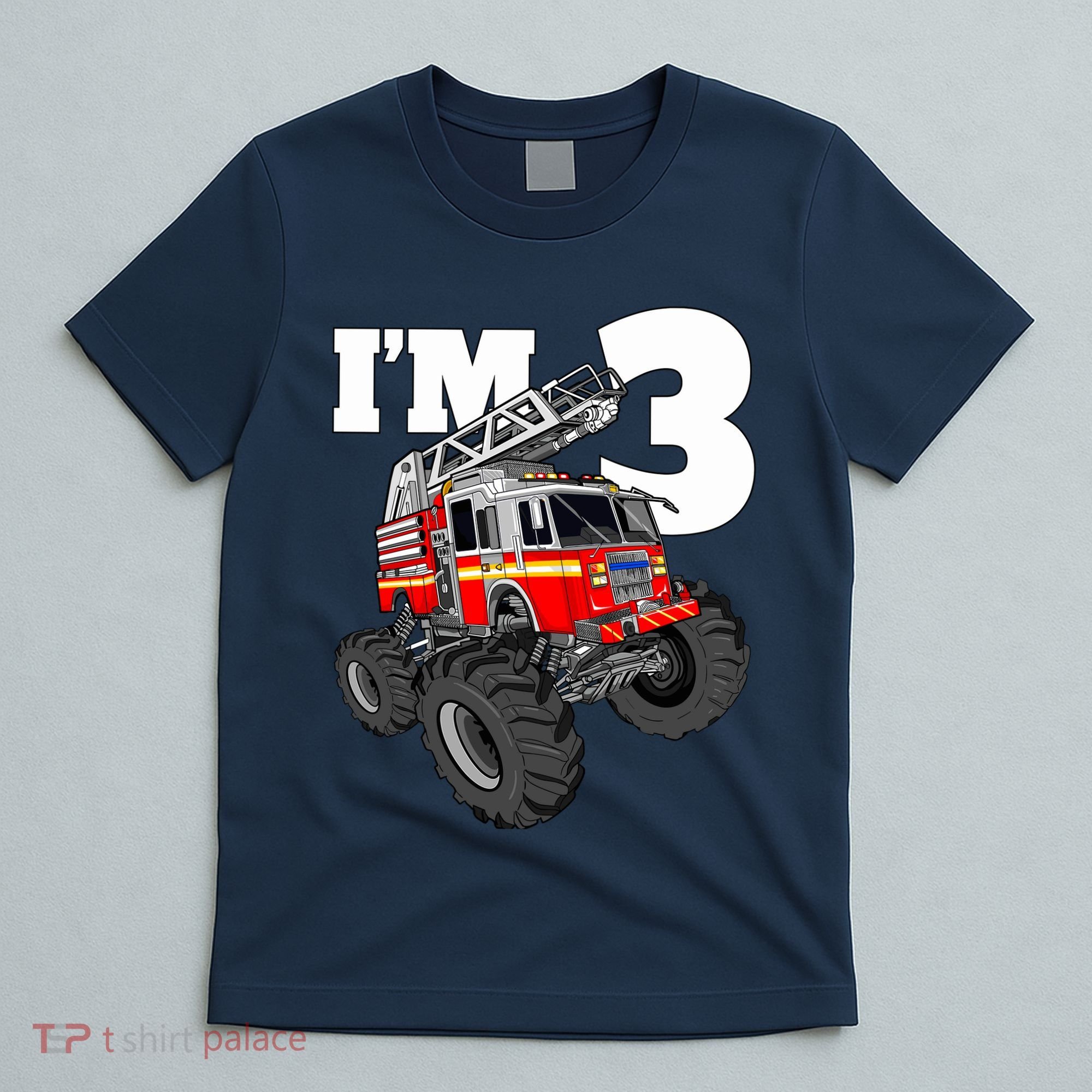 Monster Fire Truck 3rd Birthday Boy 3 Firefighter T-Shirt