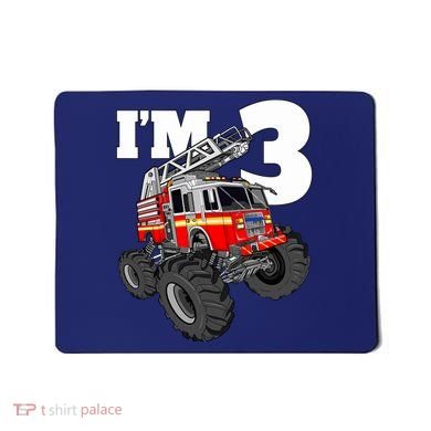 Monster Fire Truck 3rd Birthday Boy 3 Firefighter Mousepad