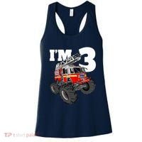 Monster Fire Truck 3rd Birthday Boy 3 Firefighter Women's Tank Top thumb 0