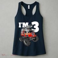 Monster Fire Truck 3rd Birthday Boy 3 Firefighter Women's Tank Top thumb 3