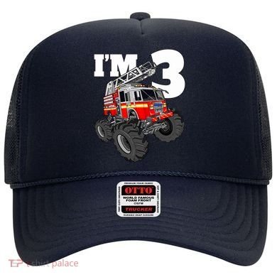 Monster Fire Truck 3rd Birthday Boy 3 Firefighter Hat