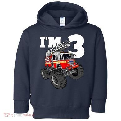 Monster Fire Truck 3rd Birthday Boy 3 Firefighter Toddler Hoodie