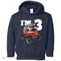 Monster Fire Truck 3rd Birthday Boy 3 Firefighter Toddler Hoodie thumb 0