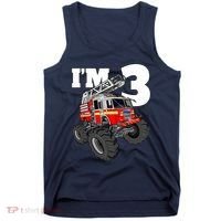 Monster Fire Truck 3rd Birthday Boy 3 Firefighter Tank Top thumb 0
