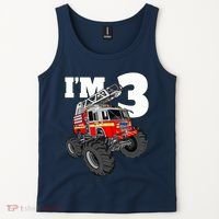 Monster Fire Truck 3rd Birthday Boy 3 Firefighter Tank Top thumb 2