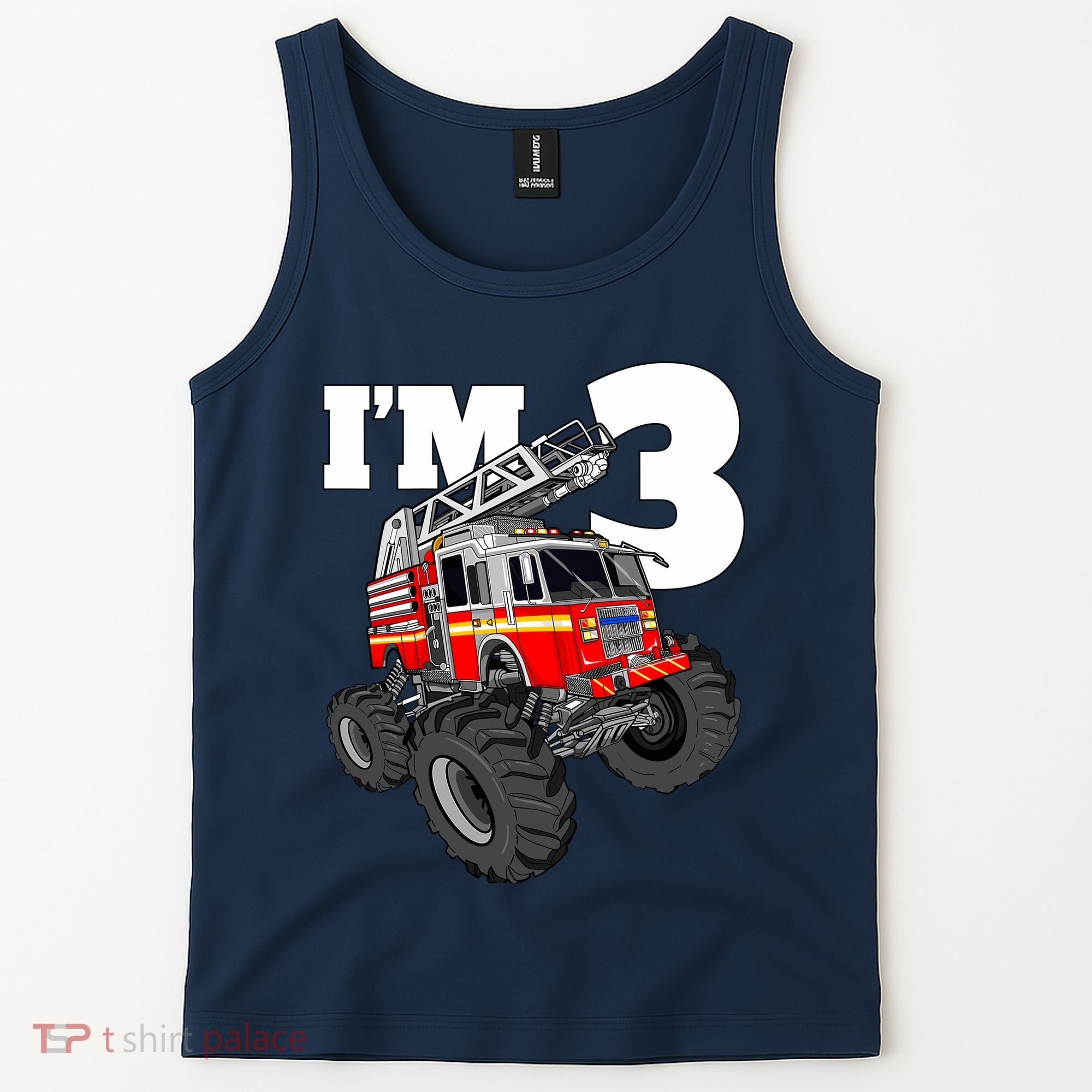 Monster Fire Truck 3rd Birthday Boy 3 Firefighter Tank Top