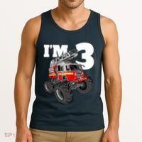 Monster Fire Truck 3rd Birthday Boy 3 Firefighter Tank Top thumb 3