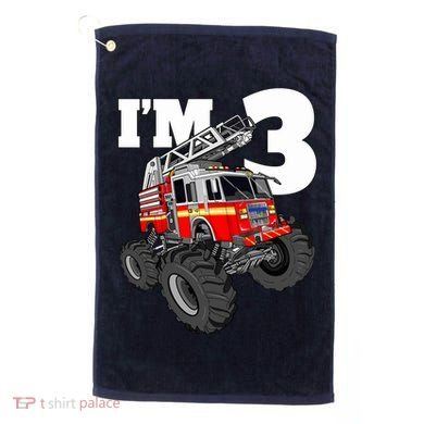 Monster Fire Truck 3rd Birthday Boy 3 Firefighter Golf Towel