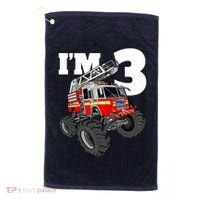 Monster Fire Truck 3rd Birthday Boy 3 Firefighter Golf Towel thumb 0